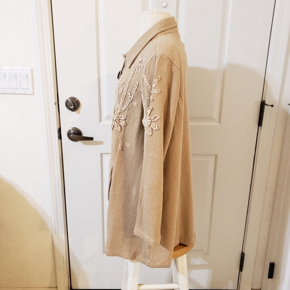 Coldwater Creek Size Petite Large Beige Floral Button-Up Jacket - Picture 5 of 9